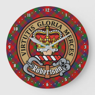 Klan Robertson Vapensköld över Tartan Stor Klocka