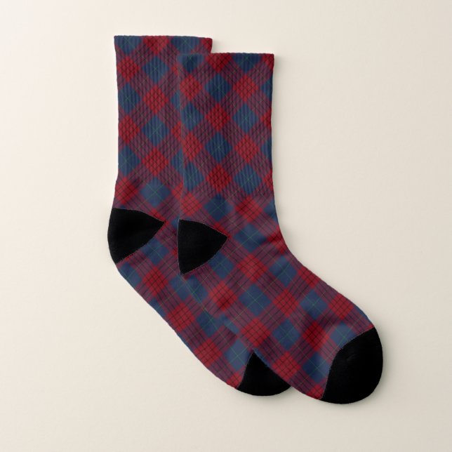 Klan Robinson Tartan Navy Blue and Red Play Strumpor (Par)