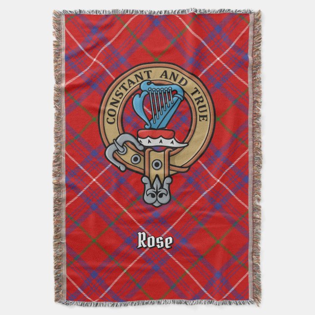 klan Rose Crest över Tartan Filt (Framsidan Vertikal)