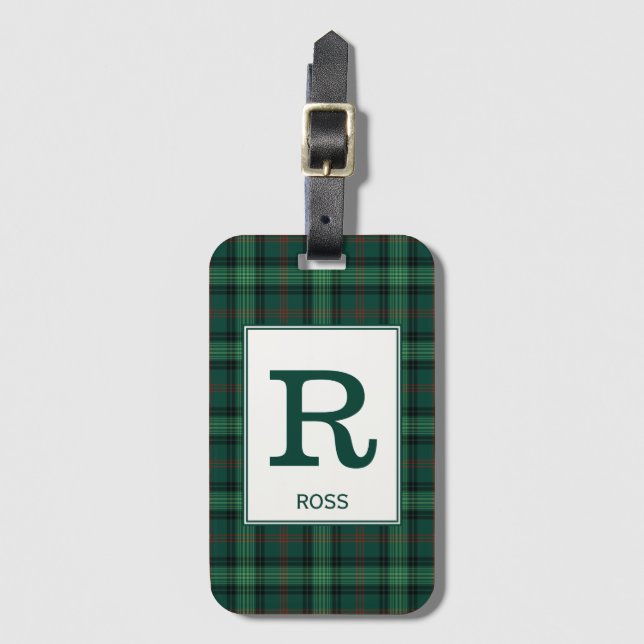 Klan Ross Hunting Tartan Grönt Play Monogram Bagagebricka (Framsida vertikal)