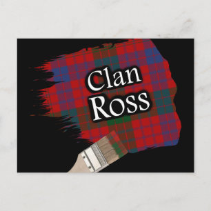 Klan Ross Scottish Tartan Paint Brush Vykort