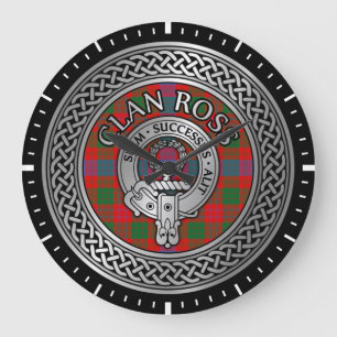 Klan Ross Vapensköld & Tartan Knot Stor Klocka