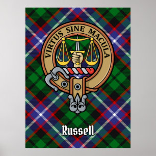 Klan Russell-krön över tartan Poster