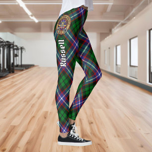 Klan Russell vapensköld över tartan Leggings