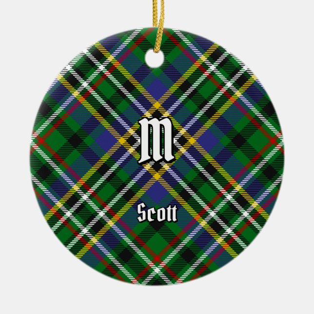 Klan Scott Grönt Tartan Ceramic Ornament (Framsidan)