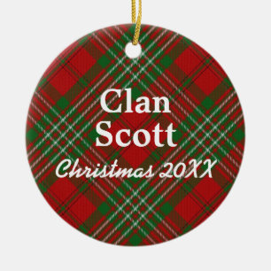 Klan Scott Scottish Tartan Julgransprydnad Keramik