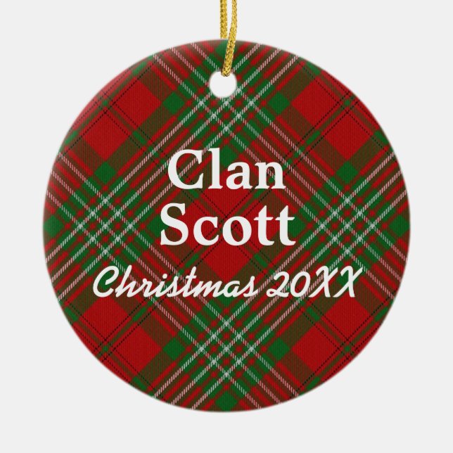 Klan Scott Scottish Tartan Julgransprydnad Keramik (Framsidan)