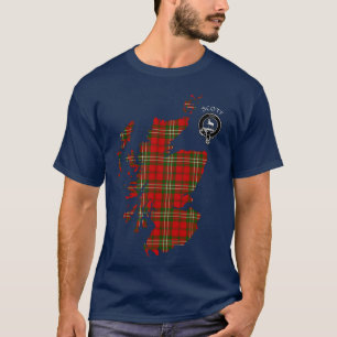 Klan Scott Tartan Karta & Vapensköld T-Shirt