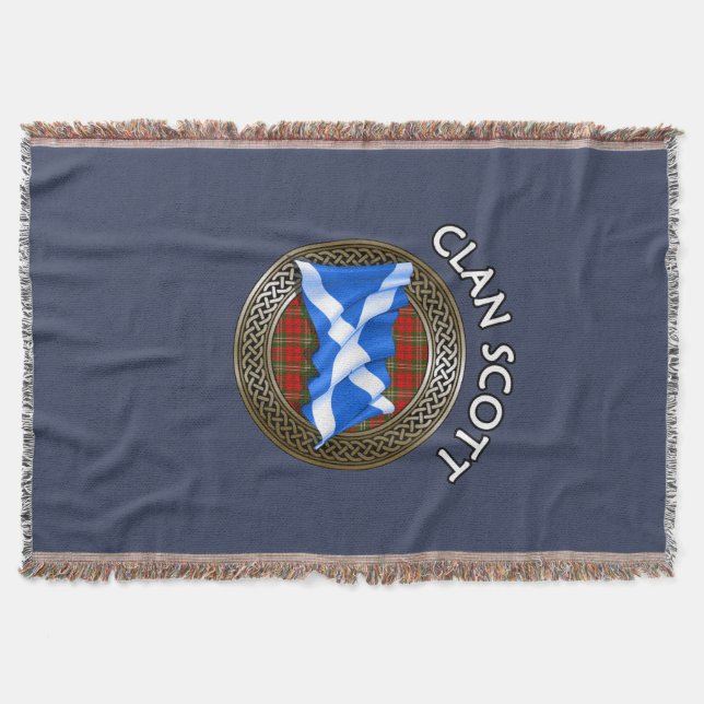 Klan Scott Tartan Knot & Flagga Filt (Framsidan)