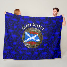 Klan Scott Tartan Knot & Flagga Fleecefilt