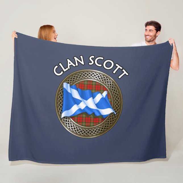 Klan Scott Tartan Knot & Flagga Fleecefilt (På plats)