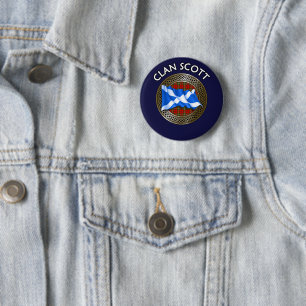 Klan Scott Tartan Knot & Flagga Knapp