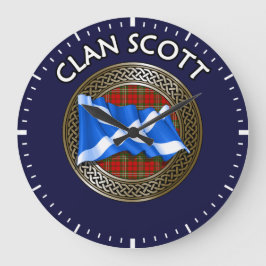 Klan Scott Tartan Knot & Flagga Stor Klocka