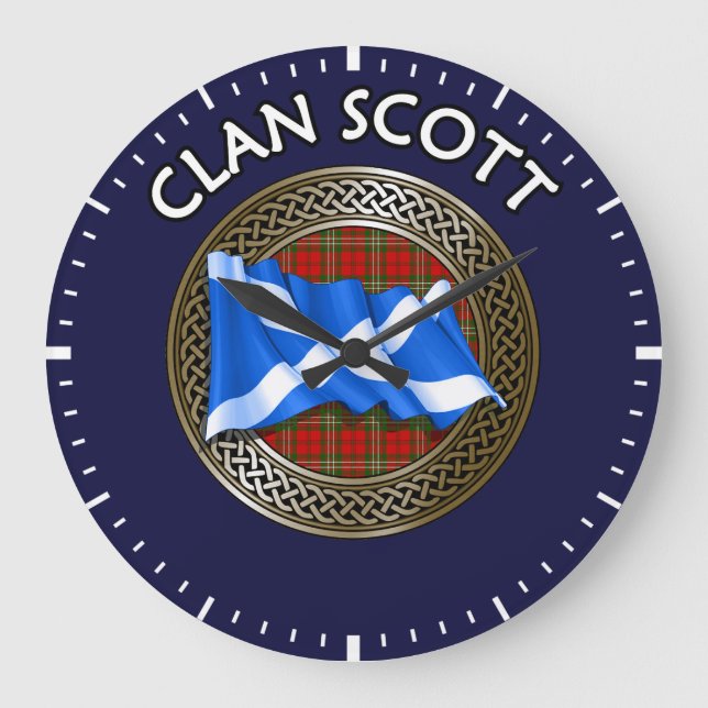 Klan Scott Tartan Knot & Flagga Stor Klocka (Framsida)