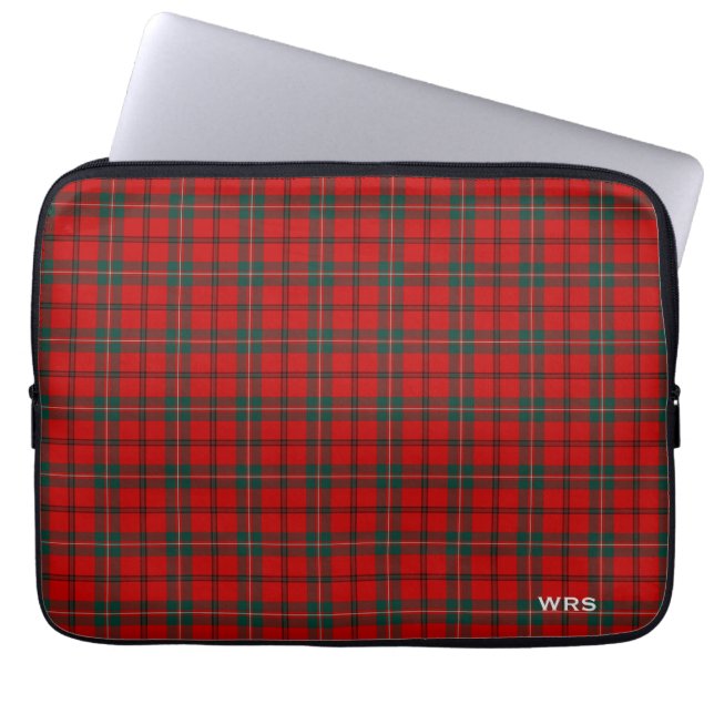 Klan Scott Tartan Red och Grönt Play Monogram Laptop Fodral (Framsidan)