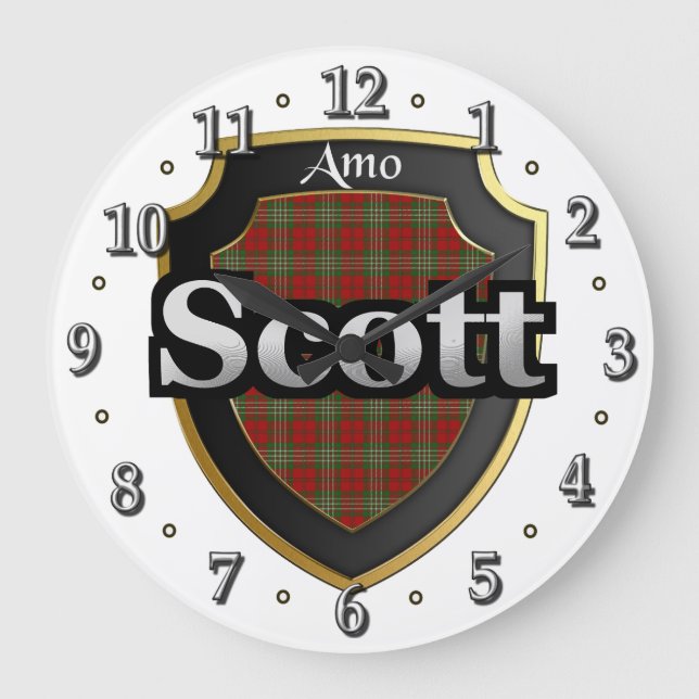 Klan Scott Tartan Scottish Dream Clock Stor Klocka (Framsida)