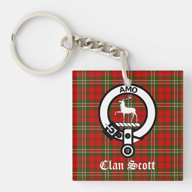 Klan Scott Vapensköld Badge och Tartan (Framsidan)