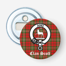 Klan Scott Vapensköld Badge och Tartan Flasköppnare