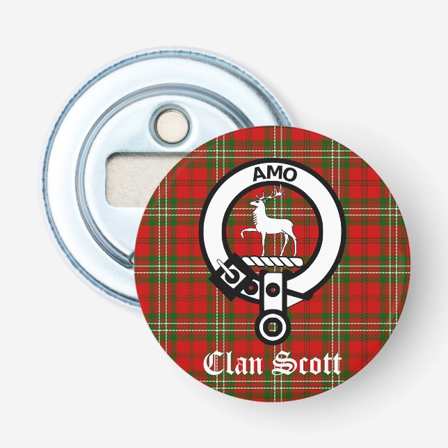 Klan Scott Vapensköld Badge och Tartan Flasköppnare (Framsidan)
