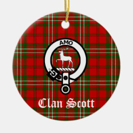 Klan Scott Vapensköld Badge och Tartan Julgransprydnad Keramik