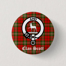 Klan Scott Vapensköld Badge och Tartan Knapp