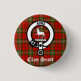 Klan Scott Vapensköld Badge och Tartan Knapp