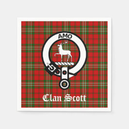 Klan Scott Vapensköld Badge och Tartan Pappersservett