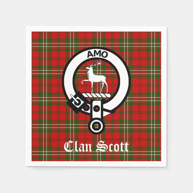 Klan Scott Vapensköld Badge och Tartan Pappersservett (Framsidan)