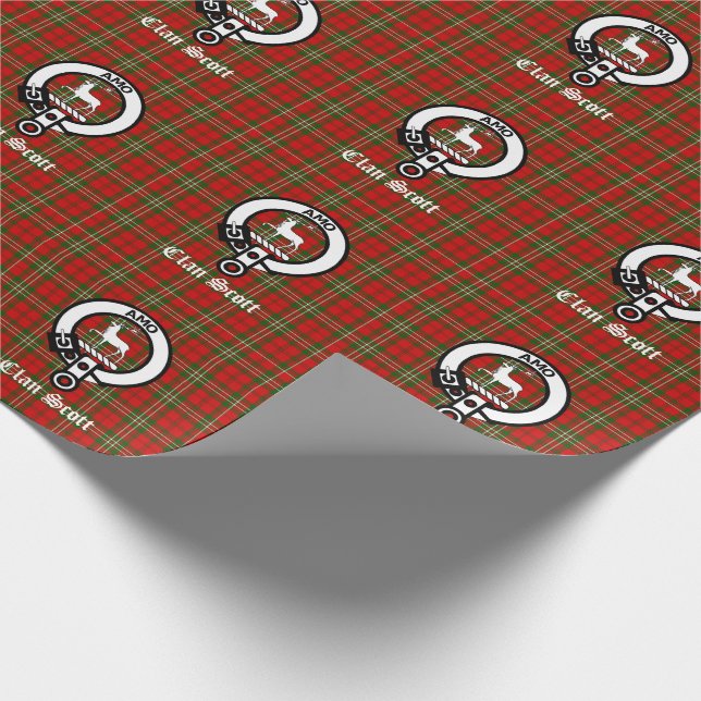 Klan Scott Vapensköld Badge & Tartan Presentpapper (Hörn)