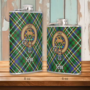 Klan Scott Vapensköld över Grönt Tartan Fickplunta