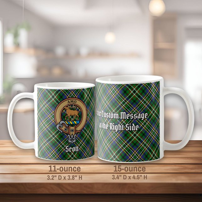 Klan Scott Vapensköld över Grönt Tartan Kaffemugg (Skapare uppladdad)