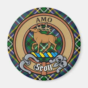 Klan Scott Vapensköld över Grönt Tartan Magnet