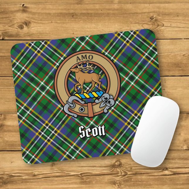 Klan Scott Vapensköld över Grönt Tartan Musmatta (Skapare uppladdad)