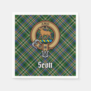 Klan Scott Vapensköld över Grönt Tartan Pappersservett