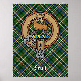 Klan Scott Vapensköld över Grönt Tartan Poster