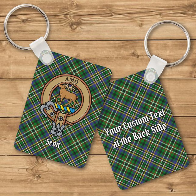 Klan Scott Vapensköld över Grönten Tartan Keychain Nyckelring (Skapare uppladdad)