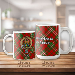 Klan Scott Vapensköld över Red Tartan Kaffemugg