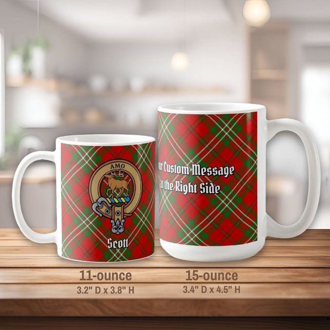 Klan Scott Vapensköld över Red Tartan Kaffemugg (Skapare uppladdad)