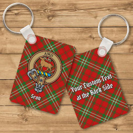 Klan Scott Vapensköld över Red Tartan Keychain Nyckelring