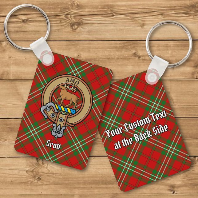 Klan Scott Vapensköld över Red Tartan Keychain Nyckelring (Skapare uppladdad)
