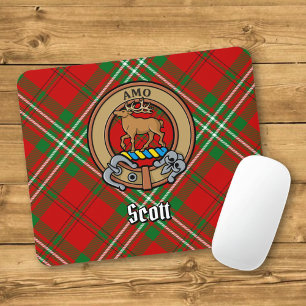 Klan Scott Vapensköld över Red Tartan Musmatta