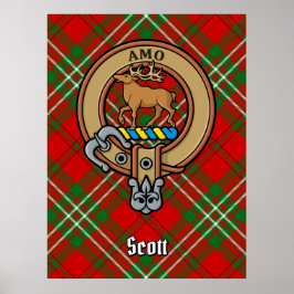 Klan Scott Vapensköld över Red Tartan Poster