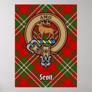 Klan Scott Vapensköld över Red Tartan Poster