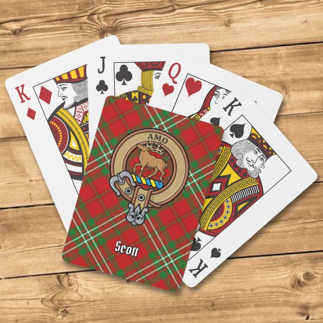 Klan Scott Vapensköld över Red Tartan-uppspelnings Casinokort (Skapare uppladdad)