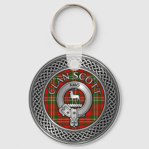 Klan Scott Vapensköld & Tartan Knot Keychain Nyckelring