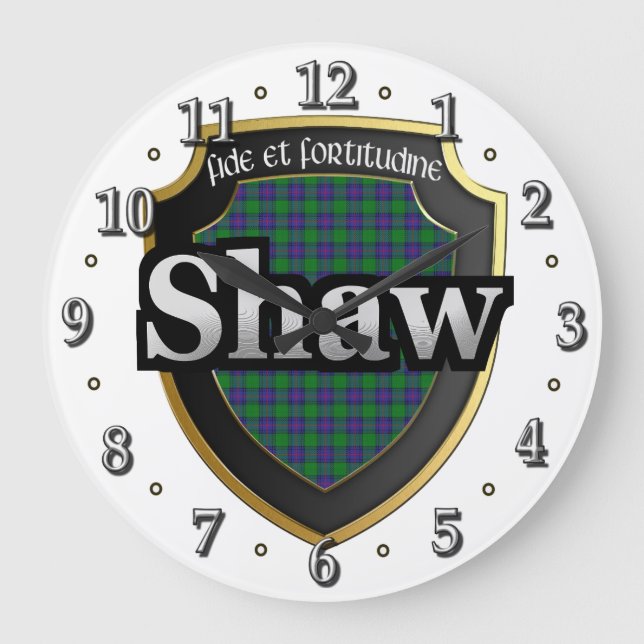 Klan Shaw Tartan Scottish Dream Clock Stor Klocka (Framsida)