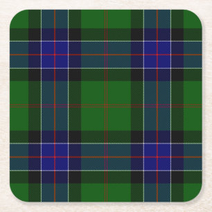 Klan Sinclair Modern Hunting Tartan Underlägg Papper Kvadrat