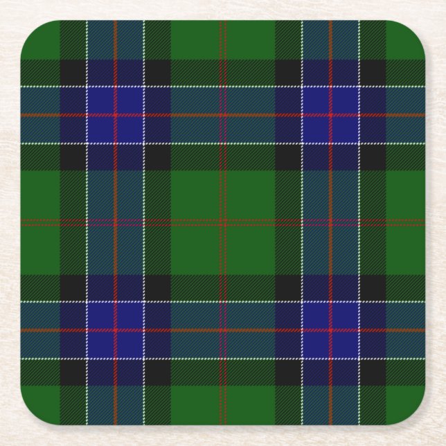 Klan Sinclair Modern Hunting Tartan Underlägg Papper Kvadrat (Framsidan)