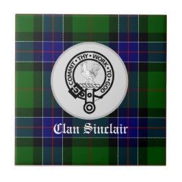 Klan Sinclair Tartan & Vapensköld Badge Kakelplatta