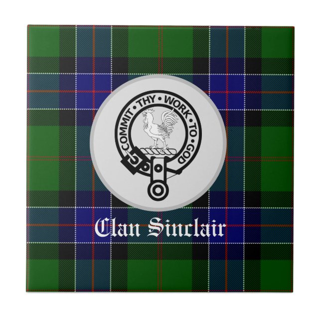 Klan Sinclair Tartan & Vapensköld Badge Kakelplatta (Framsidan)